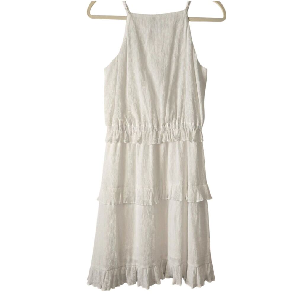 Bar III White Gathered Smocked Sleeveless Mini Boho Whimsical Dress Size XS